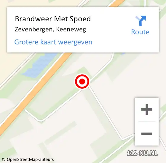 Locatie op kaart van de 112 melding: Brandweer Met Spoed Naar Zevenbergen, Keeneweg op 11 juni 2023 12:14