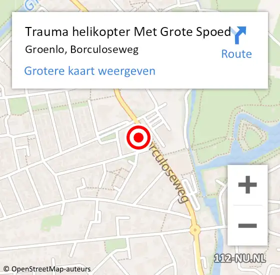 Locatie op kaart van de 112 melding: Trauma helikopter Met Grote Spoed Naar Groenlo, Borculoseweg op 11 juni 2023 12:42