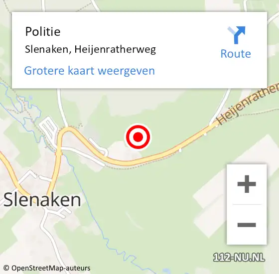 Locatie op kaart van de 112 melding: Politie Slenaken, Heijenratherweg op 11 juni 2023 12:43