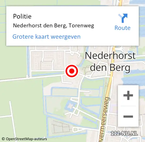 Locatie op kaart van de 112 melding: Politie Nederhorst den Berg, Torenweg op 11 juni 2023 13:40