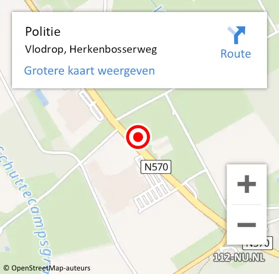 Locatie op kaart van de 112 melding: Politie Vlodrop, Herkenbosserweg op 11 juni 2023 14:19