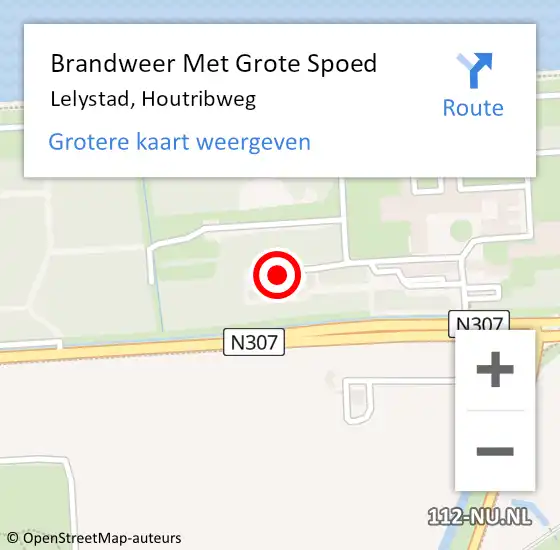 Locatie op kaart van de 112 melding: Brandweer Met Grote Spoed Naar Lelystad, Houtribweg op 11 juni 2023 14:20