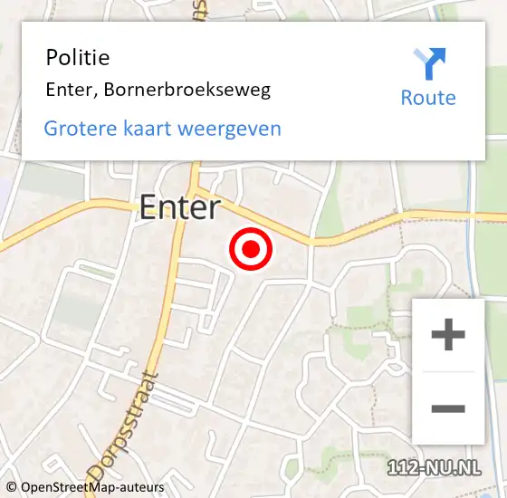Locatie op kaart van de 112 melding: Politie Enter, Bornerbroekseweg op 11 juni 2023 15:12