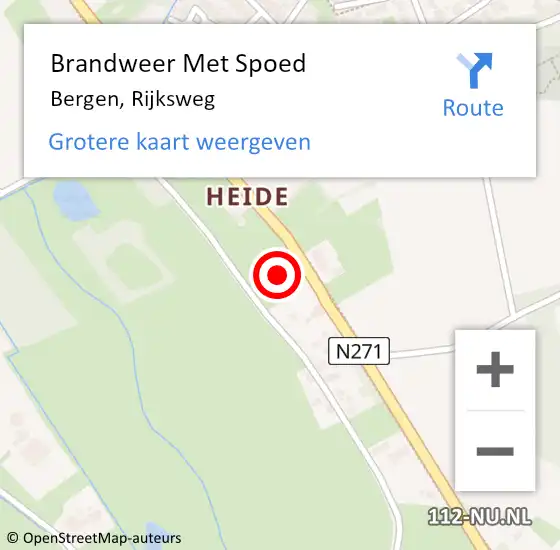 Locatie op kaart van de 112 melding: Brandweer Met Spoed Naar Bergen, Rijksweg op 11 juni 2023 16:04