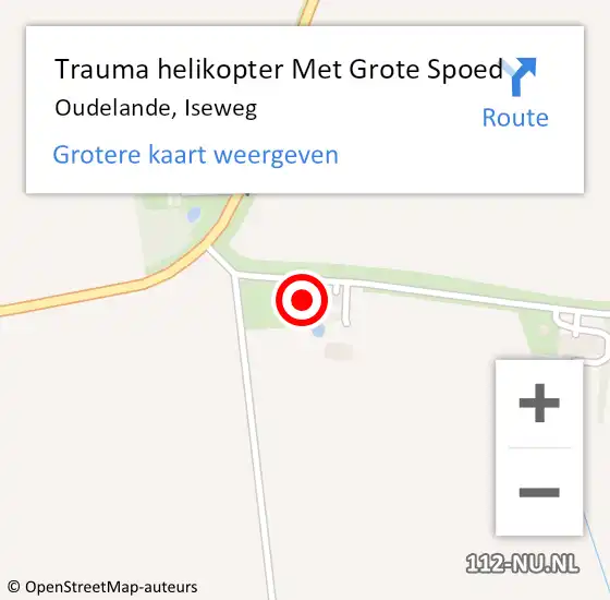 Locatie op kaart van de 112 melding: Trauma helikopter Met Grote Spoed Naar Oudelande, Iseweg op 11 juni 2023 16:35
