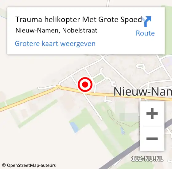 Locatie op kaart van de 112 melding: Trauma helikopter Met Grote Spoed Naar Nieuw-Namen, Nobelstraat op 11 juni 2023 17:08
