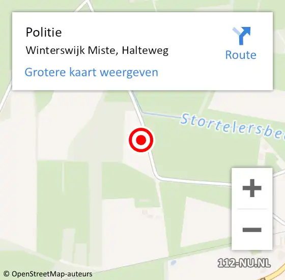 Locatie op kaart van de 112 melding: Politie Winterswijk Miste, Halteweg op 11 juni 2023 18:24