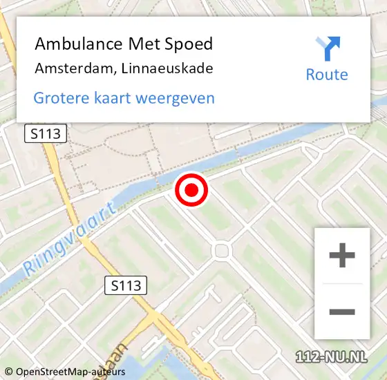 Locatie op kaart van de 112 melding: Ambulance Met Spoed Naar Amsterdam, Linnaeuskade op 11 juni 2023 18:25