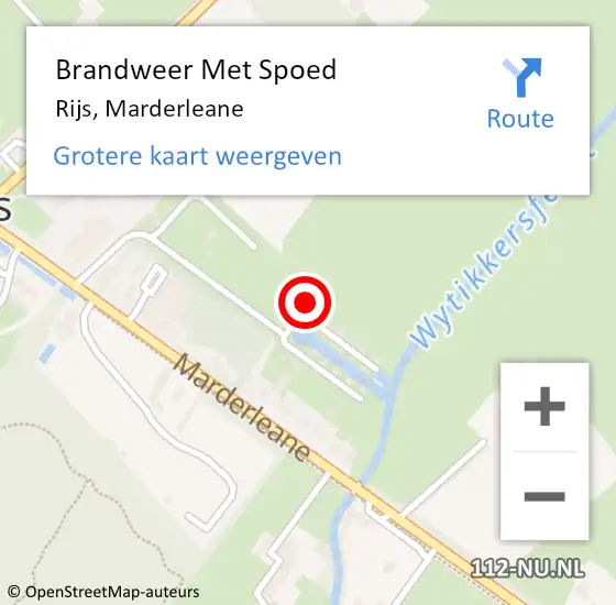 Locatie op kaart van de 112 melding: Brandweer Met Spoed Naar Rijs, Marderleane op 11 juni 2023 18:29