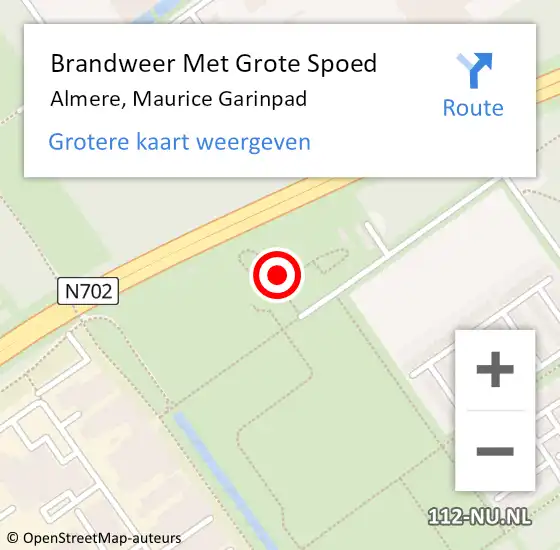 Locatie op kaart van de 112 melding: Brandweer Met Grote Spoed Naar Almere, Maurice Garinpad op 11 juni 2023 19:35