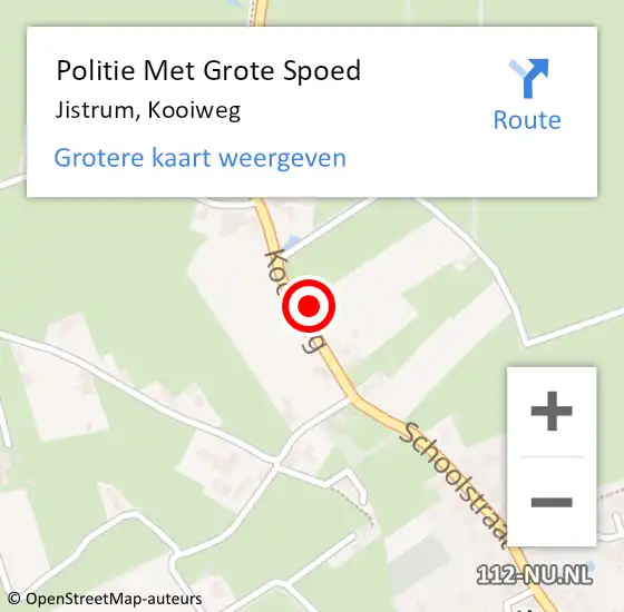 Locatie op kaart van de 112 melding: Politie Met Grote Spoed Naar Jistrum, Kooiweg op 11 juni 2023 19:47