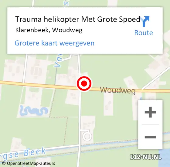 Locatie op kaart van de 112 melding: Trauma helikopter Met Grote Spoed Naar Klarenbeek, Woudweg op 11 juni 2023 20:50