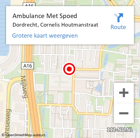 Locatie op kaart van de 112 melding: Ambulance Met Spoed Naar Dordrecht, Cornelis Houtmanstraat op 11 juni 2023 23:02