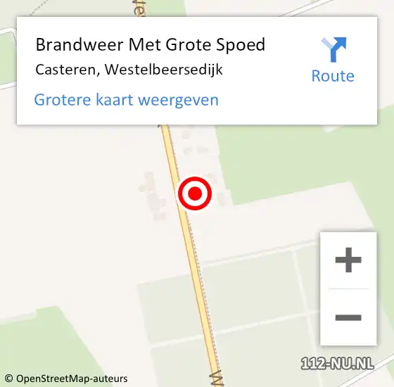 Locatie op kaart van de 112 melding: Brandweer Met Grote Spoed Naar Casteren, Westelbeersedijk op 11 juni 2023 23:35
