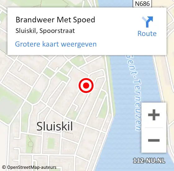 Locatie op kaart van de 112 melding: Brandweer Met Spoed Naar Sluiskil, Spoorstraat op 11 juni 2023 23:37