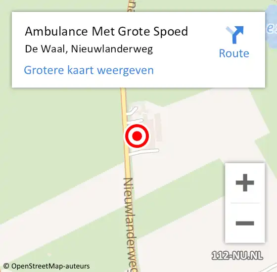 Locatie op kaart van de 112 melding: Ambulance Met Grote Spoed Naar De Waal, Nieuwlanderweg op 11 juni 2023 23:38