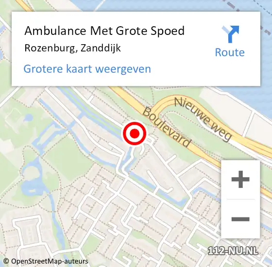 Locatie op kaart van de 112 melding: Ambulance Met Grote Spoed Naar Rozenburg, Zanddijk op 11 juni 2023 23:50