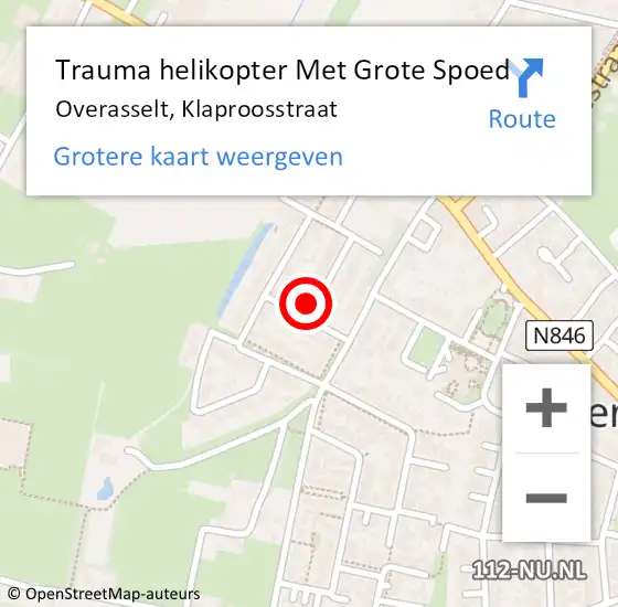 Locatie op kaart van de 112 melding: Trauma helikopter Met Grote Spoed Naar Overasselt, Klaproosstraat op 12 juni 2023 00:17
