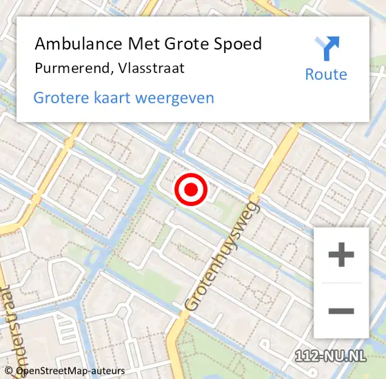 Locatie op kaart van de 112 melding: Ambulance Met Grote Spoed Naar Purmerend, Vlasstraat op 12 juni 2023 00:35