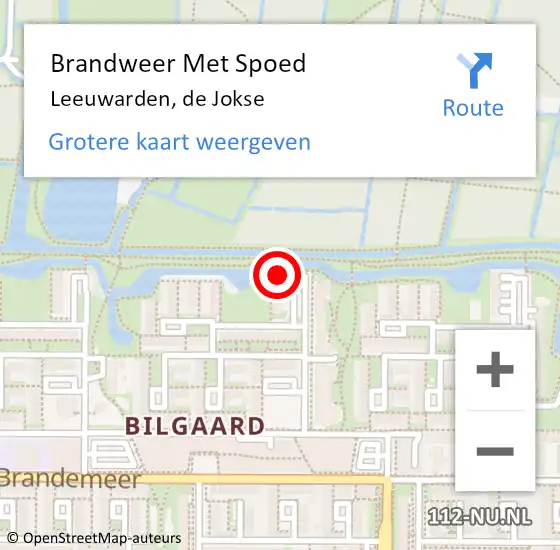 Locatie op kaart van de 112 melding: Brandweer Met Spoed Naar Leeuwarden, de Jokse op 12 juni 2023 01:43