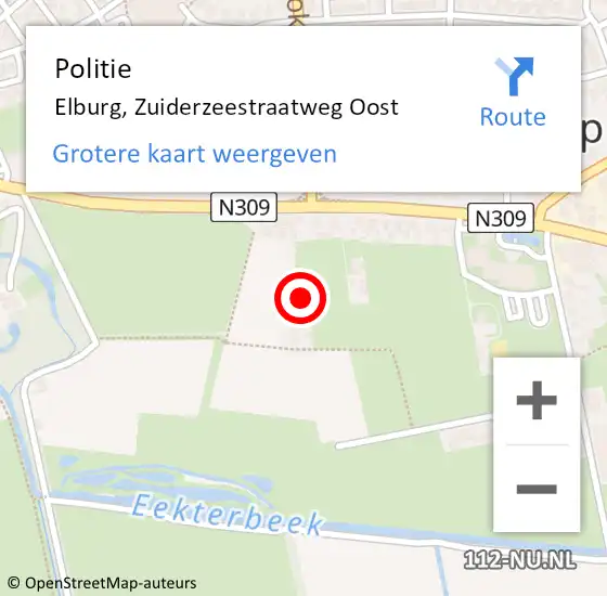 Locatie op kaart van de 112 melding: Politie Elburg, Zuiderzeestraatweg Oost op 12 juni 2023 09:32