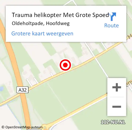 Locatie op kaart van de 112 melding: Trauma helikopter Met Grote Spoed Naar Oldeholtpade, Hoofdweg op 12 juni 2023 09:41