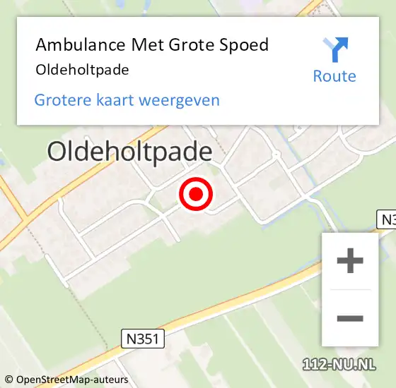 Locatie op kaart van de 112 melding: Ambulance Met Grote Spoed Naar Oldeholtpade op 12 juni 2023 09:42