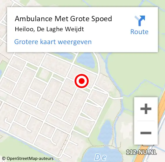 Locatie op kaart van de 112 melding: Ambulance Met Grote Spoed Naar Heiloo, De Laghe Weijdt op 12 juni 2023 09:44
