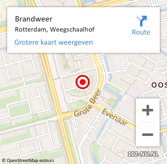 Locatie op kaart van de 112 melding: Brandweer Rotterdam, Weegschaalhof op 12 juni 2023 11:12