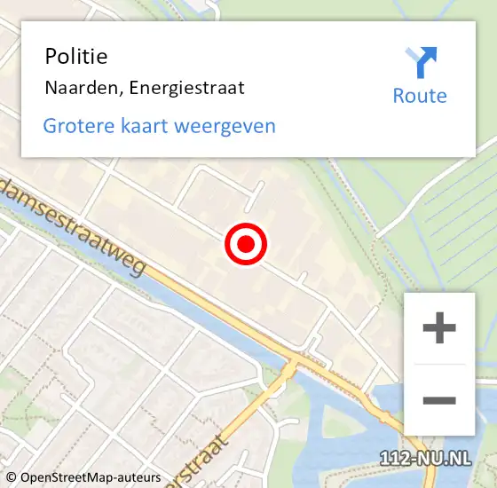 Locatie op kaart van de 112 melding: Politie Naarden, Energiestraat op 12 juni 2023 11:19