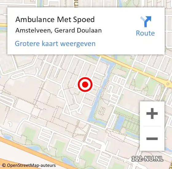 Locatie op kaart van de 112 melding: Ambulance Met Spoed Naar Amstelveen, Gerard Doulaan op 12 juni 2023 12:31