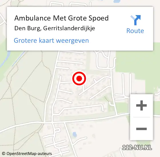 Locatie op kaart van de 112 melding: Ambulance Met Grote Spoed Naar Den Burg, Gerritslanderdijkje op 12 juni 2023 12:44