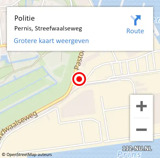 Locatie op kaart van de 112 melding: Politie Pernis, Streefwaalseweg op 12 juni 2023 12:55