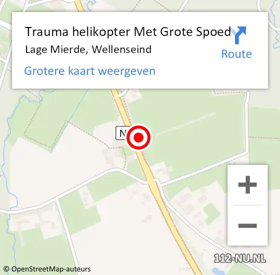 Locatie op kaart van de 112 melding: Trauma helikopter Met Grote Spoed Naar Lage Mierde, Wellenseind op 12 juni 2023 14:09