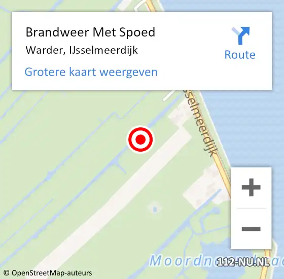 Locatie op kaart van de 112 melding: Brandweer Met Spoed Naar Warder, IJsselmeerdijk op 12 juni 2023 14:45