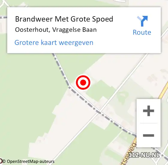 Locatie op kaart van de 112 melding: Brandweer Met Grote Spoed Naar Oosterhout, Vraggelse Baan op 12 juni 2023 16:17