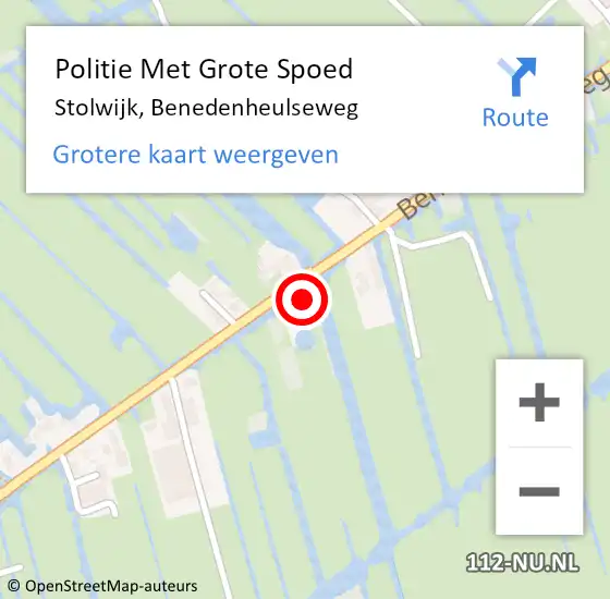 Locatie op kaart van de 112 melding: Politie Met Grote Spoed Naar Stolwijk, Benedenheulseweg op 12 juni 2023 17:12