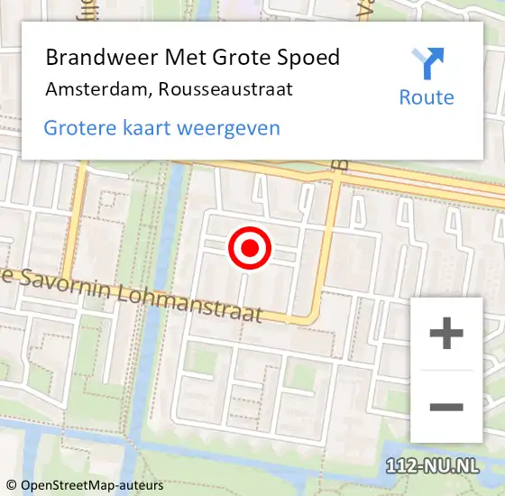 Locatie op kaart van de 112 melding: Brandweer Met Grote Spoed Naar Amsterdam, Rousseaustraat op 12 juni 2023 17:57