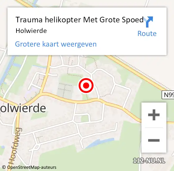 Locatie op kaart van de 112 melding: Trauma helikopter Met Grote Spoed Naar Holwierde op 12 juni 2023 21:44