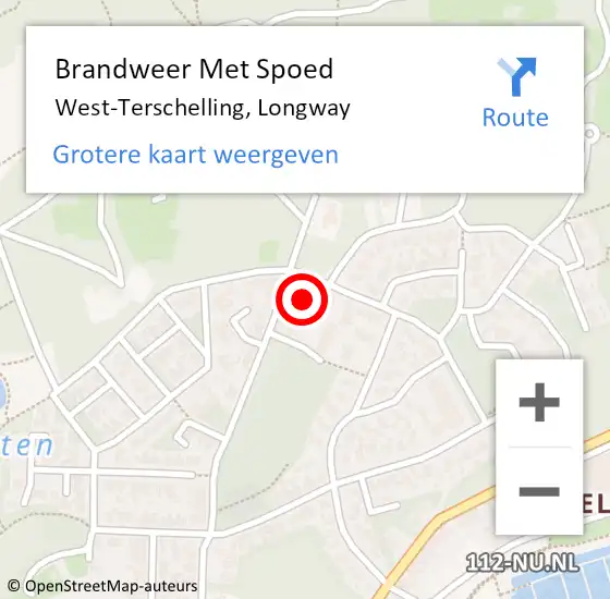 Locatie op kaart van de 112 melding: Brandweer Met Spoed Naar West-Terschelling, Longway op 13 juni 2023 03:11