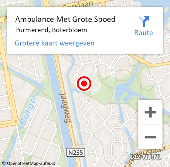 Locatie op kaart van de 112 melding: Ambulance Met Grote Spoed Naar Purmerend, Boterbloem op 13 juni 2023 03:53