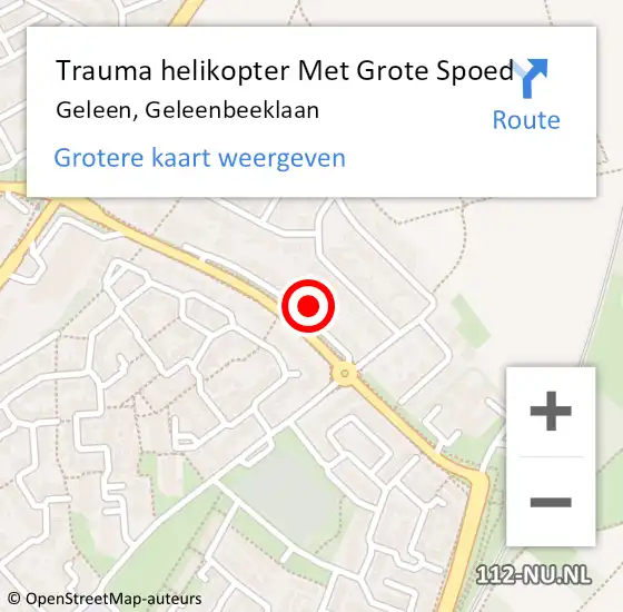 Locatie op kaart van de 112 melding: Trauma helikopter Met Grote Spoed Naar Geleen, Geleenbeeklaan op 13 juni 2023 08:53