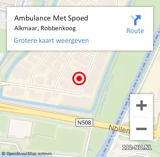 Locatie op kaart van de 112 melding: Ambulance Met Spoed Naar Alkmaar, Robbenkoog op 13 juni 2023 08:54