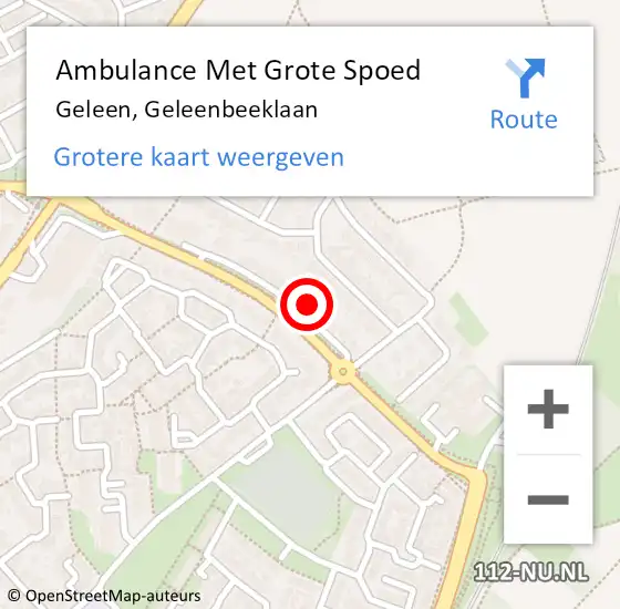 Locatie op kaart van de 112 melding: Ambulance Met Grote Spoed Naar Geleen, Geleenbeeklaan op 13 juni 2023 08:56