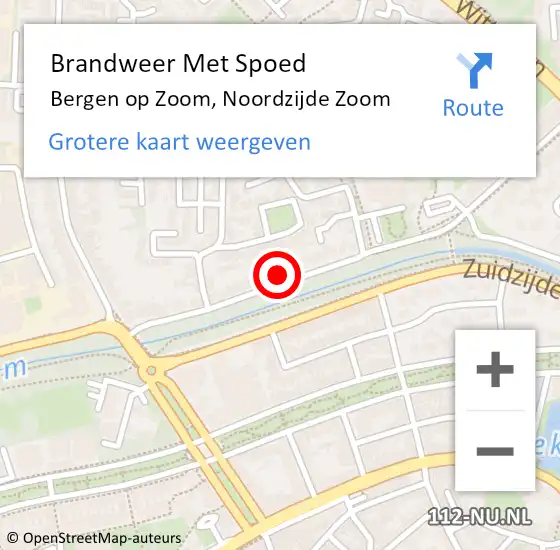 Locatie op kaart van de 112 melding: Brandweer Met Spoed Naar Bergen op Zoom, Noordzijde Zoom op 13 juni 2023 11:00