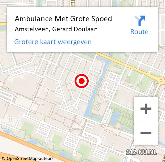 Locatie op kaart van de 112 melding: Ambulance Met Grote Spoed Naar Amstelveen, Gerard Doulaan op 13 juni 2023 11:47