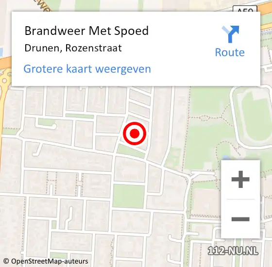 Locatie op kaart van de 112 melding: Brandweer Met Spoed Naar Drunen, Rozenstraat op 13 juni 2023 12:27
