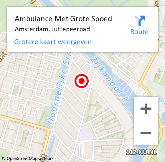 Locatie op kaart van de 112 melding: Ambulance Met Grote Spoed Naar Amsterdam, Juttepeerpad op 13 juni 2023 15:03