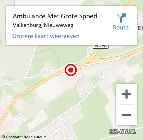 Locatie op kaart van de 112 melding: Ambulance Met Grote Spoed Naar Valkenburg, Nieuweweg op 13 juni 2023 16:20