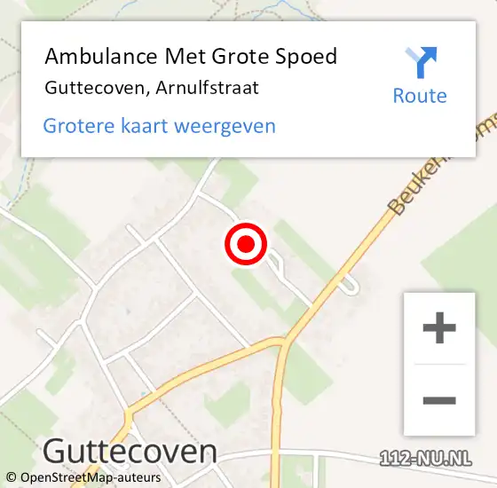 Locatie op kaart van de 112 melding: Ambulance Met Grote Spoed Naar Guttecoven, Arnulfstraat op 28 augustus 2014 20:14